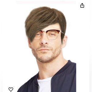 Mens Wig Short Straight Layered Synthetic Fiber Hair Party Daily Replacement